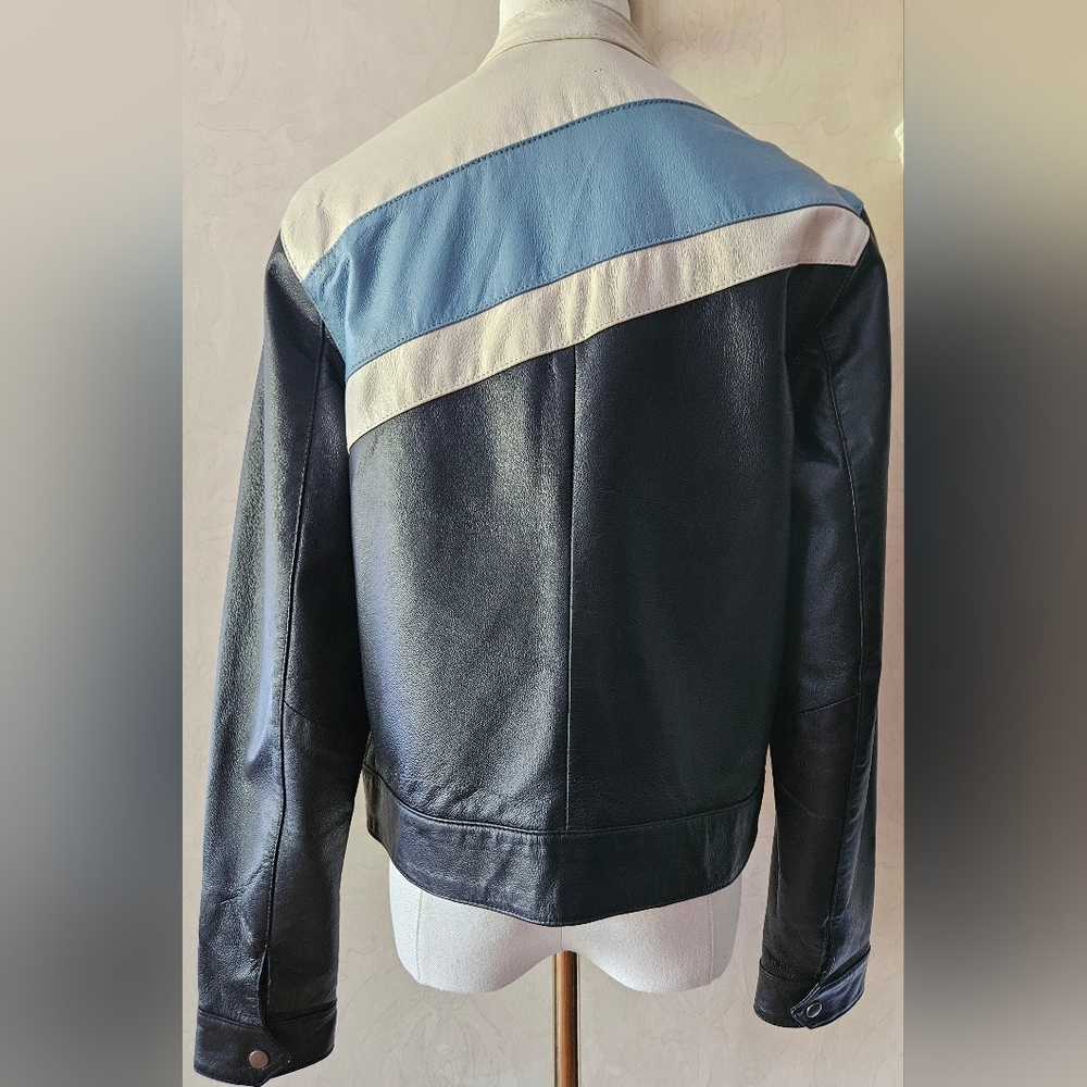 Retro Forever21 Y2K Genuine Leather Moto Jacket-Size Large - Picture 10 of 11